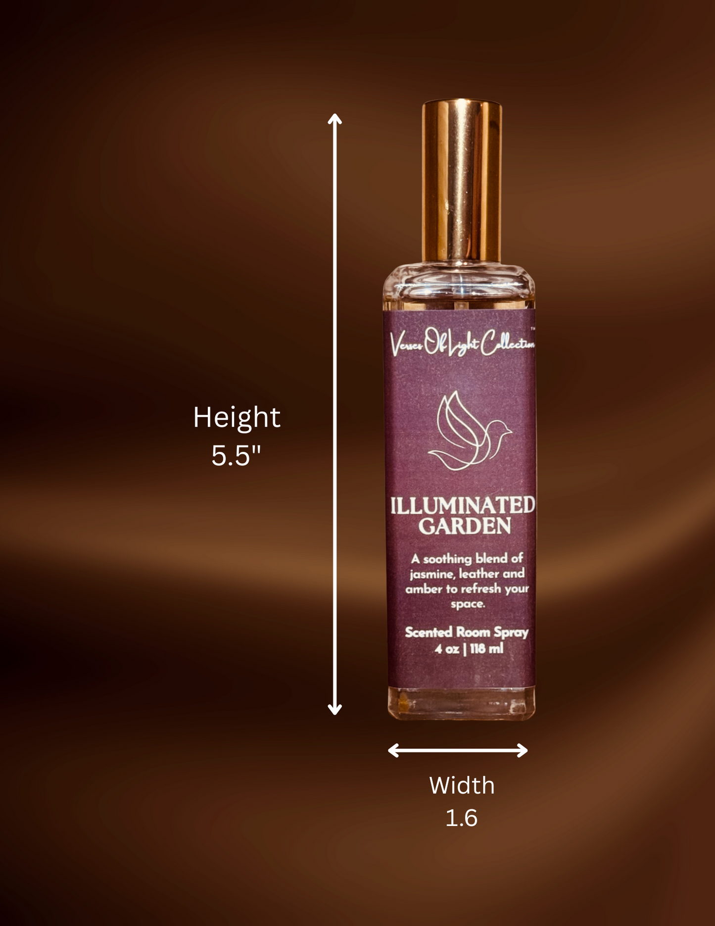 Crafted by a scripture-inspired ministry, the Illuminated Garden room spray from the Verses of Light Collection blends premium fragrance oils with gentle misting power to refresh your space with encouragement, peace, and faith-filled aroma.