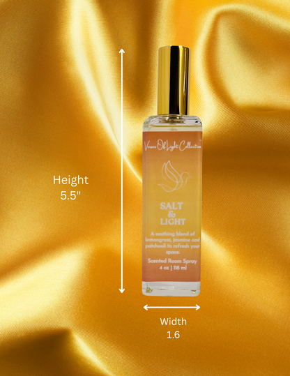 Crafted by a scripture-inspired ministry, the Salt & Light room spray from the Verses of Light Collection blends premium fragrance oils with gentle misting power to refresh your space with encouragement, peace, and faith-filled aroma.