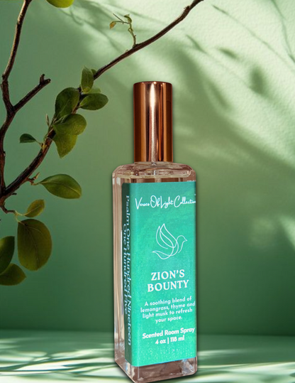 Crafted by a scripture-inspired ministry, the Zion’s Bounty room spray from the Verses of Light Collection blends premium fragrance oils with gentle misting power to refresh your space with encouragement, peace, and faith-filled aroma.