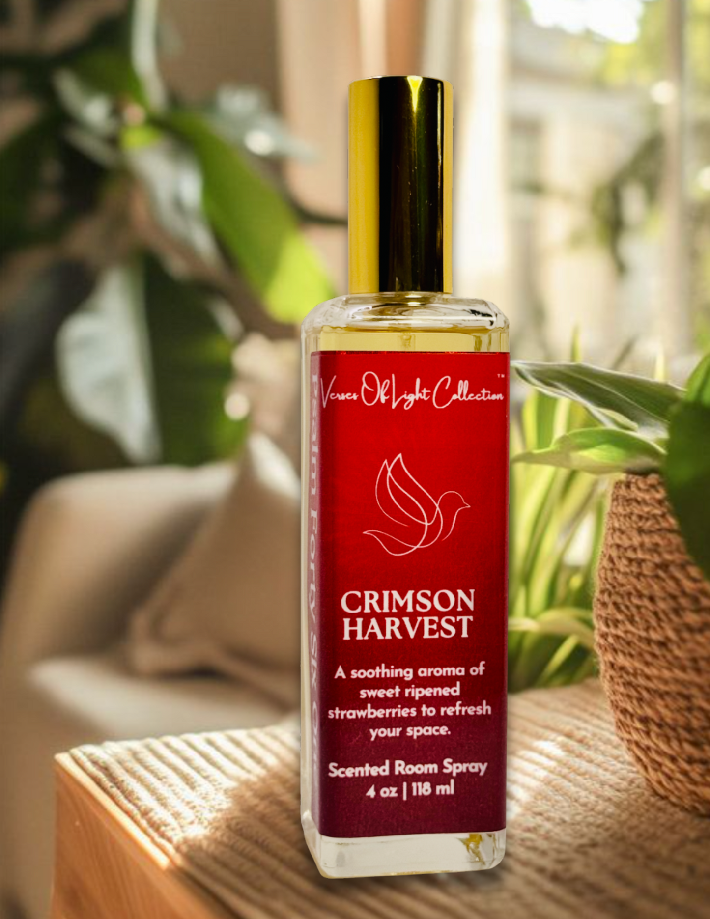 Crafted by a scripture-inspired ministry, the Crimson Harvest room spray from the Verses of Light Collection blends premium fragrance oils with gentle misting power to refresh your space with encouragement, peace, and faith-filled aroma.