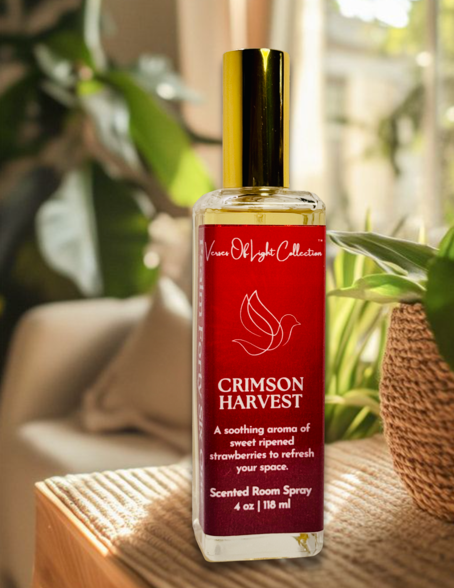 Crafted by a scripture-inspired ministry, the Crimson Harvest room spray from the Verses of Light Collection blends premium fragrance oils with gentle misting power to refresh your space with encouragement, peace, and faith-filled aroma.