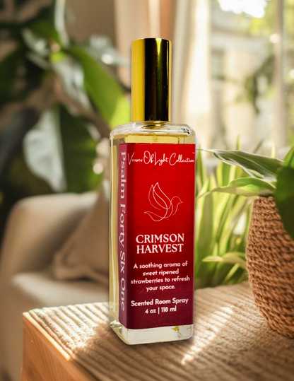 Crafted by a scripture-inspired ministry, the Crimson Harvest room spray from the Verses of Light Collection blends premium fragrance oils with gentle misting power to refresh your space with encouragement, peace, and faith-filled aroma.