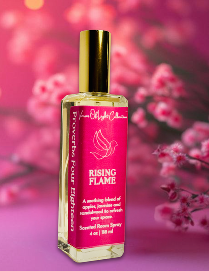 Crafted by a scripture-inspired ministry, the Rising Flame room spray from the Verses of Light Collection blends premium fragrance oils with gentle misting power to refresh your space with encouragement, peace, and faith-filled aroma.